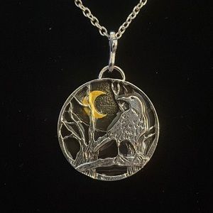 A raven watching the moon necklace NEW